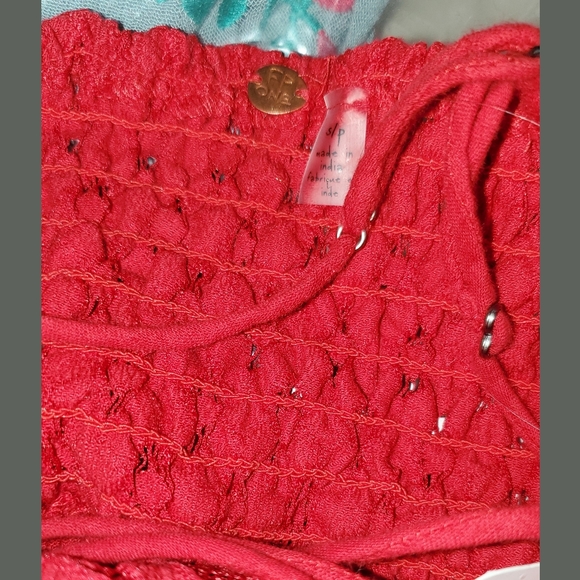 Free People FP ONE Adella Crochet lace gauzy maxi midi dress summer strappy red - Picture 14 of 16